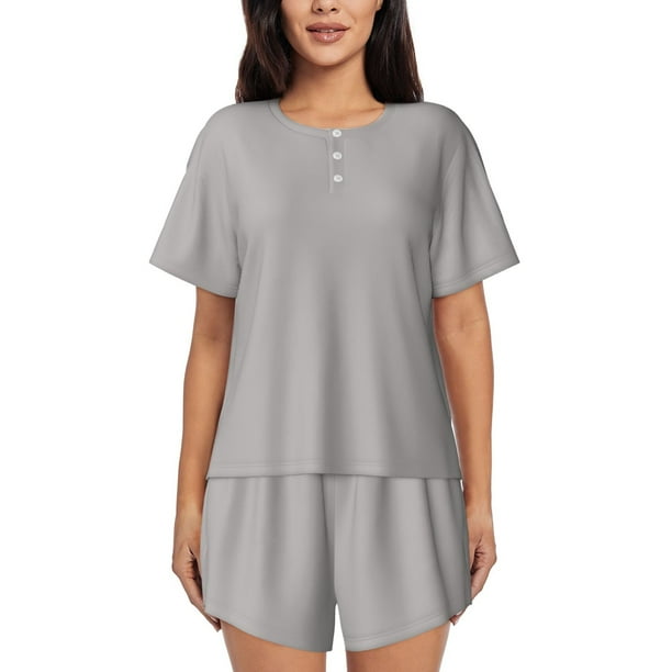 Fotbe Gary Conjunto de Pijama Estampado para Mujer, 2 Piezas, Ropa de Dormir con Camiseta de Manga Corta y Shorts Suaves-Medium