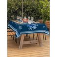 thumbnail image 2 of Outdoor Tablecloth with Umbrella Hole and Zipper, Navy Blue Snowflake Rectangle Table Cloth 60x102 Inch Waterproof Tablecloth, Christmas Winter Vintage Stripes Picnic Table Cover for Patio Camping, 2 of 7