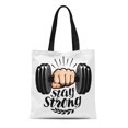 thumbnail image 1 of JSDART Sac Fourre-Tout en Toile Motivation Haltère en Main Lettrage Fort Gym Entraînement Physique Sac à Provisions Réutilisable, 1 of 1