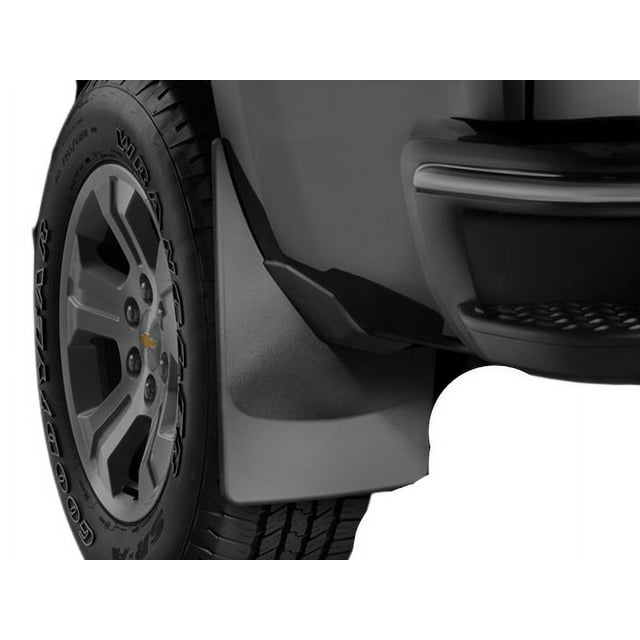 Fits 2022-2023 Hyundai Santa Cruz Weathertech Mud Flap 120149 Direct-Fit; Set of 2; Contoured; Without Logo; Black; Thermoplastic; QuickTurn Fastening System