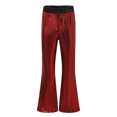 thumbnail image 4 of Wdgfv Mens Metallic Glitter Wide Leg Trousers Performance Shiny Disco Pants Red L, 4 of 7