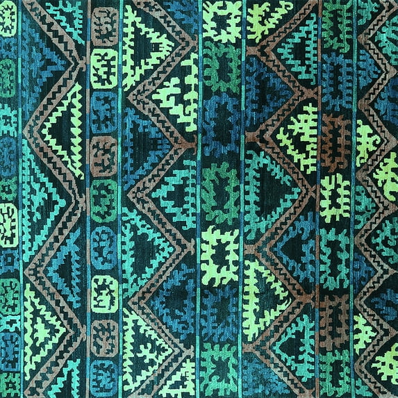 Ahgly Company Indoor Square Solid Turquoise Blue Modern Area Rugs, 7' Square
