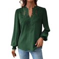 thumbnail image 3 of HAJWOH Womens Tops Dot Boho Long Sleeve Shirts V Neck Casual Chiffon Blouses Flowy Lace Hem Cute Clothing Trendy 2026, 3 of 6