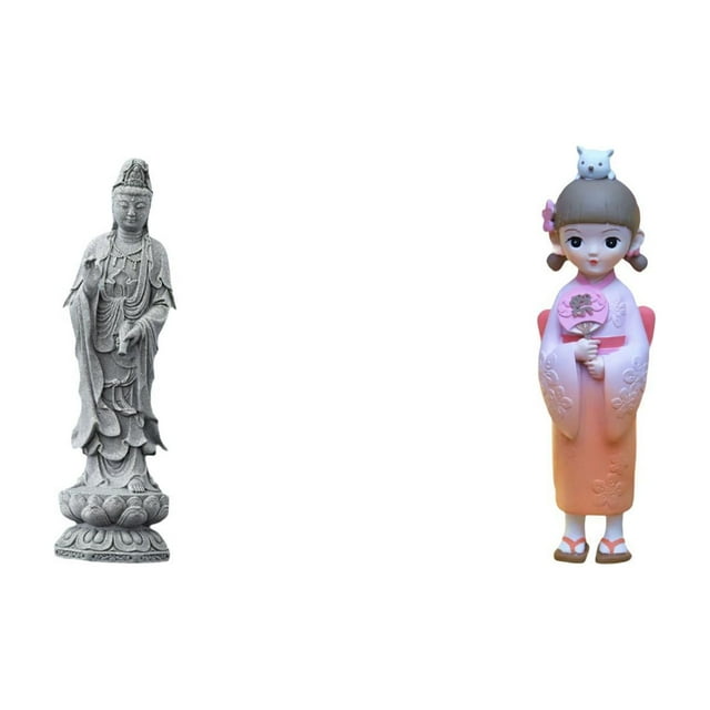 Estatua de Guan Yin,Estatua de Guan Yin para decoración del hogar.,Muñeca geisha japonesa,Adorno tradicional de muñeca geisha con kimono japonés,Estatuilla de resina artesanal,decoración