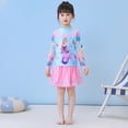 thumbnail image 4 of Girls' Swimsuit 3 Piece Swimsuit Print Long Sleeve Tops with Skirts Sporty Sun Hat for Toddlers Children Swimwear, 4 of 7