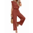 thumbnail image 3 of Jumpsuits for Women 2026 Summer Ruffle Sleeves Square Neck Rompers Drawstring Overalls with Pockets Orange Color L, 3 of 8