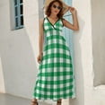 thumbnail image 3 of Maxi Dress Green White Plaid Dress Summer Checkerboard Korean Fashion Bohemia Long Dresses Women High Waist Custom Cute Maxi Dress, 3 of 7