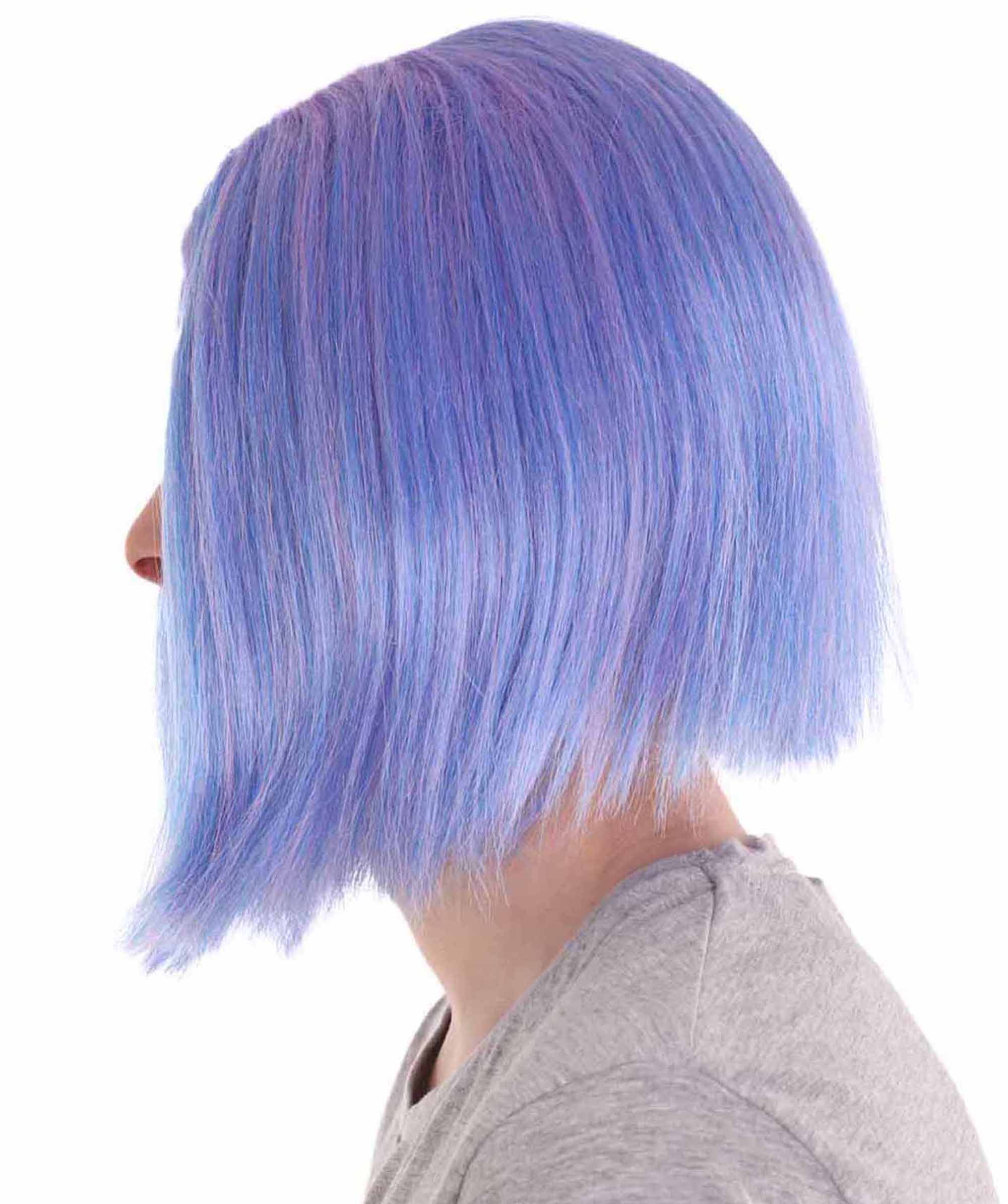 HPO Adult Men’s Fancy Animation Wig, Purple Flame-retardant Synthetic Fiber