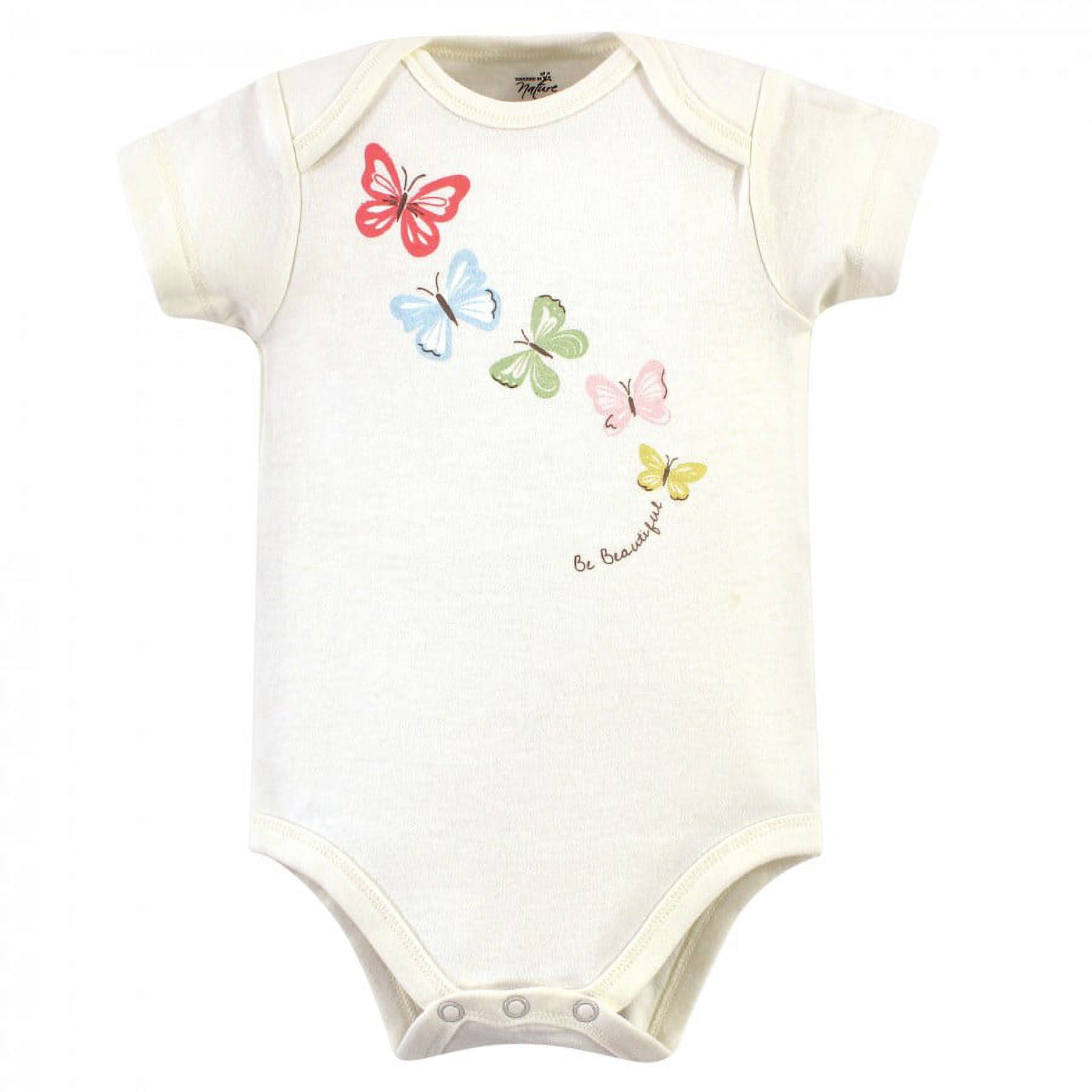 Touched by Nature Baby and Toddler Girl Organic Cotton Hoodie, Bodysuit or Tee Top, and Pant, Butterflies, 6-9 Months