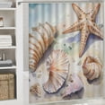 thumbnail image 6 of Chilfamy Seashells Starfish Watercolors Pretty Shower Curtain Set with Hooks Bathroom Decor 100% Polyester Fiber Shower Curtain for Bathroom Decoration 69x72, 6 of 7