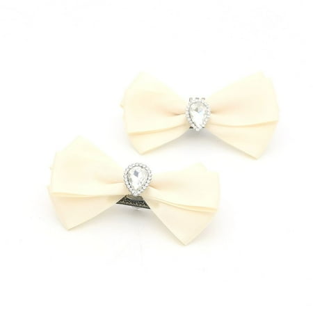 

2pcs Bowknot Wedding Shoe Rhinestone Bride Bow Ribbon Clamp Shoe Decorations Clip Shiny Clips Charm Buckle YELLOW
