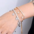 thumbnail image 6 of Sparkling Silver Plated Cubic Zirconia Drop Charm Round Tennis Chain CZ Bracelet, 6 of 9