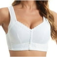 thumbnail image 2 of Tumotour Front Open Bras For Women Lace Pattern Wireless Non-Steel Ring Push Up Breathable Bralette Underwear No-Slip Solid Color Plus Size Soft Comfortable Breastplate Comfy Soft Cotton Daily Bras, 2 of 5