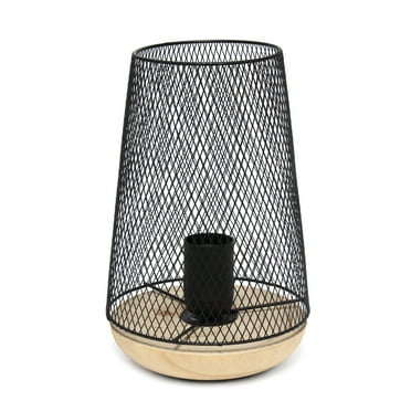 Simple Designs Metal Wired Mesh Table Lamp in Black