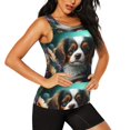 thumbnail image 2 of Gukieu Cute Flower Puppy Butterfly Print Women's Quick-drying Fitness Vest, Round Neck Sleeveless Fitness T-shirt, Suitable for Yoga, Sports-X-Large, 2 of 7
