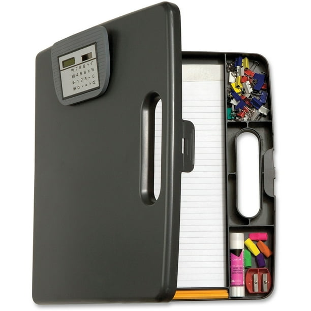 Officemate OIC Portable Clipboard Case with Calculator, Gray (83372