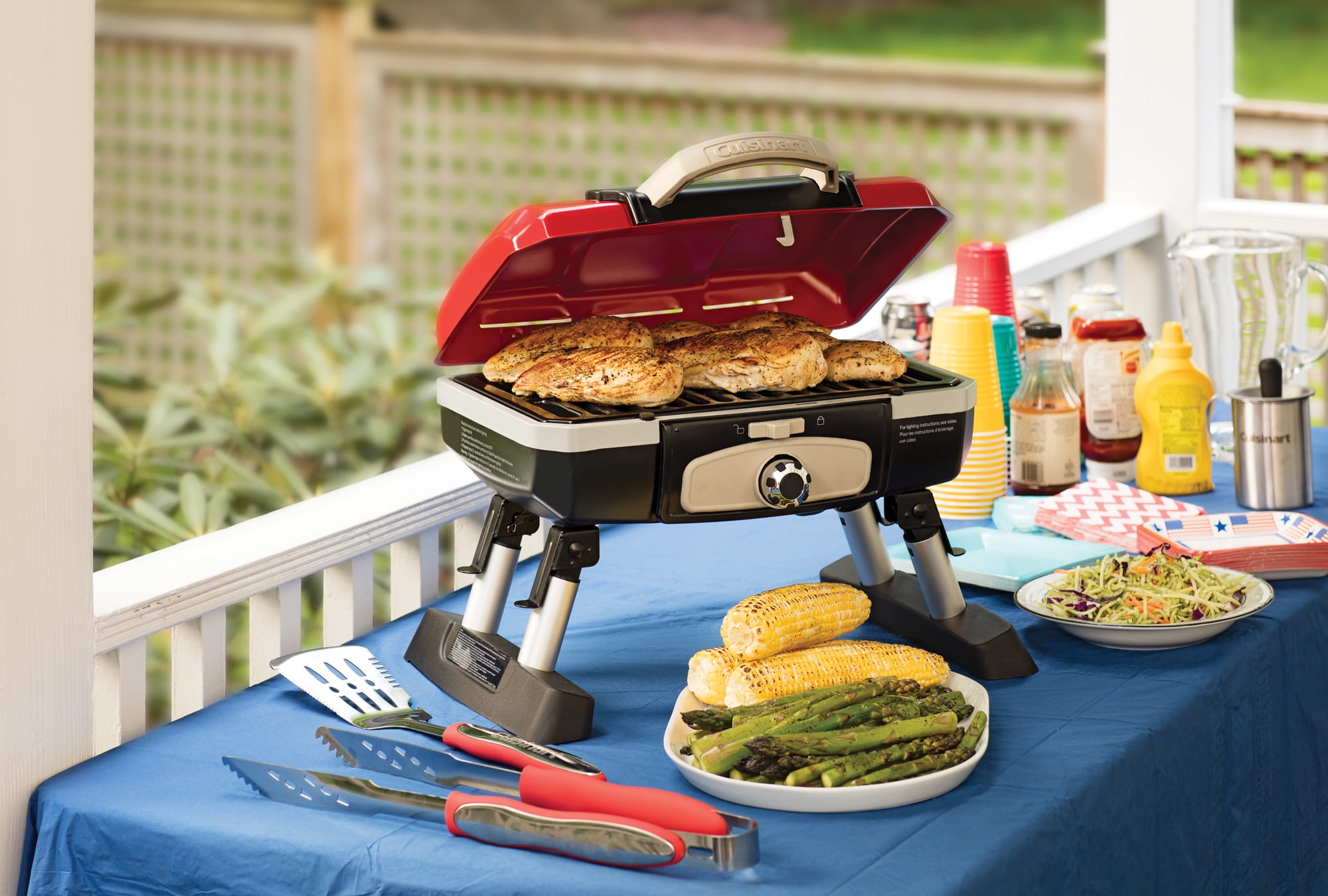 Petit Gourmet Portable Outdoor LP Gas Grill with VersaStand - 7246405