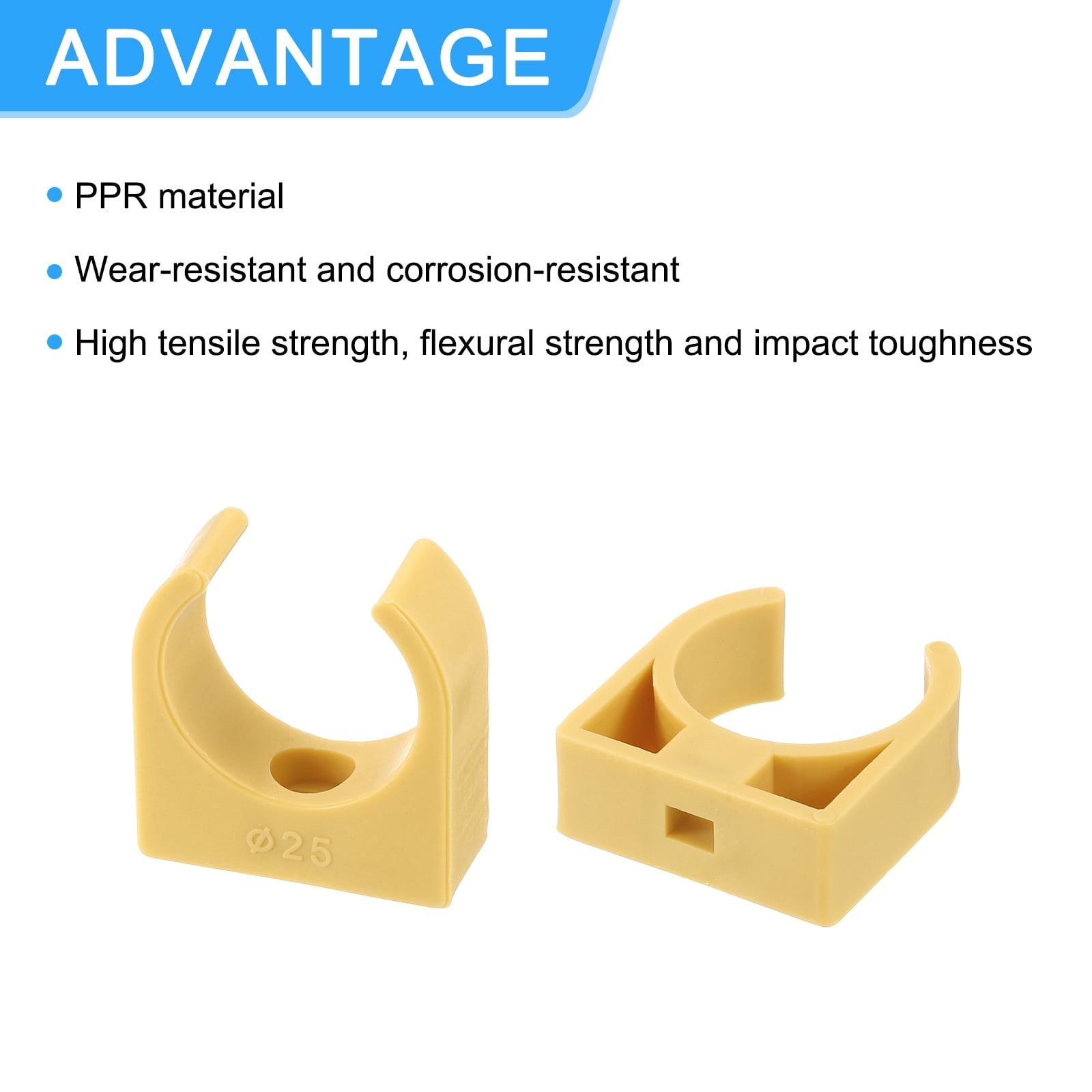 Uxcell 100Pack U-Shaped Water Pipe Clamps, PPR Pipe Clamps Clips Fit for 25mm/0.98" OD Water Pipes, Yellow