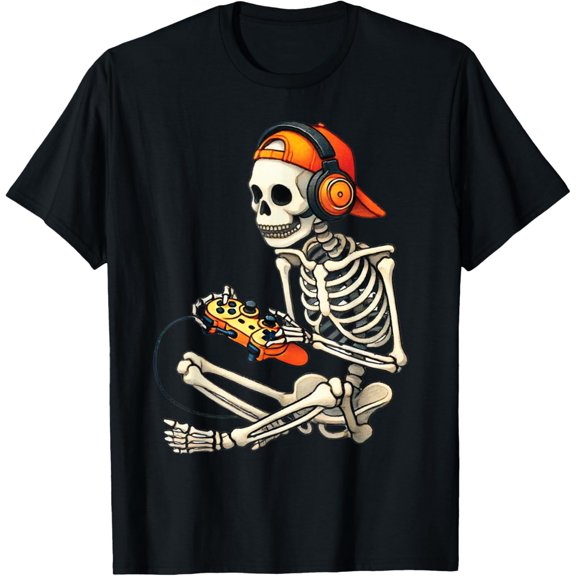 Halloween Skeleton Gamer Video Gaming Vintage Funny Gifts For Love Gamer T-shirt