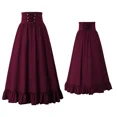 thumbnail image 5 of Vestido Medieval Retro de Halloween para mujer, Falda con cremallera de cola de pez, Burgurdy, disfraz de escenario renacentista, vestido de carnaval, fiesta, 5 of 5