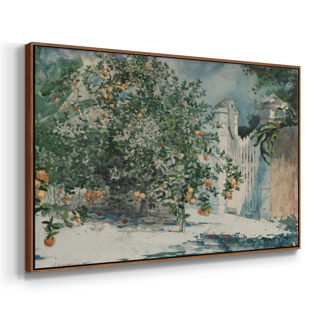 Vintage Botanical Print-L By Wexford Home Framed in Walnut Wood Gallery Wrapped Canvas 27 in. x 41 in.