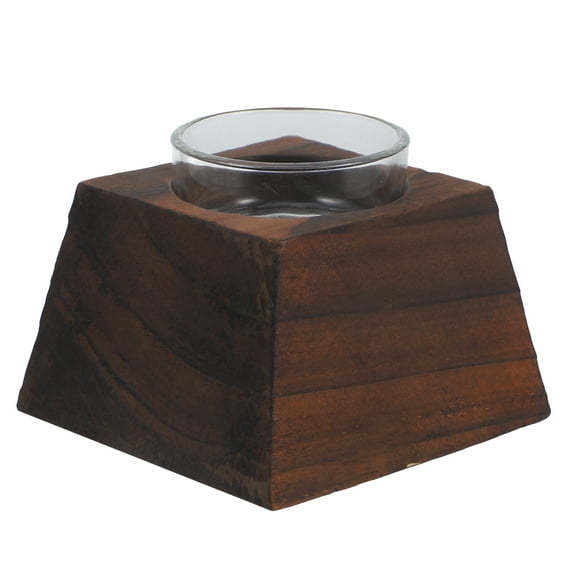 HEMOTON Elegant Wooden and Glass Tea Light Candle Holder for Home Decoration Multi .5 x 3.2 Inches