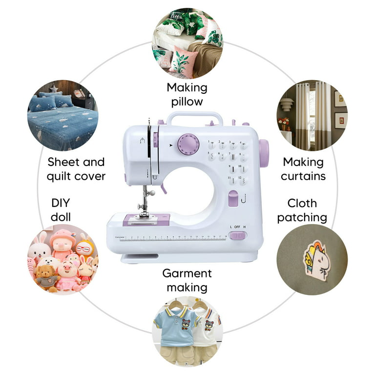 Electric Sewing Machine Basic Sewing Machine Portable Electric Crafting  Mending Machine 12 Built-In Stitches Pink