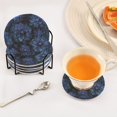 thumbnail image 7 of 6 Pcs Drink Coasters with Holder 3.94in Woven Coasters for Drinks Deep Blue Flower Coaster Set for Protection Table, 7 of 7