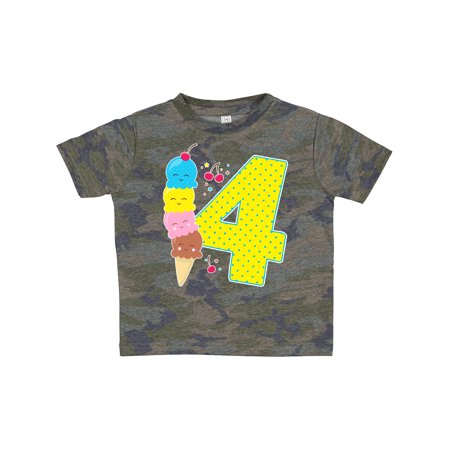 

Inktastic Ice Cream Fourth Birthday Blue Gift Toddler Boy or Toddler Girl T-Shirt