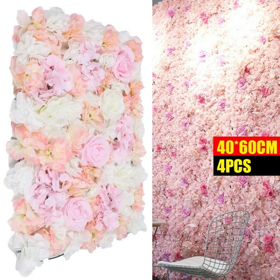 Miumaeov 4Pcs Artificial Flower Wall Panels Wedding Party Photography Backdrop Decor