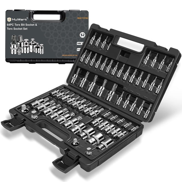 Juego de herramientas MULWARK de 64 piezas Torx Sockets S2 Cr-V Steel