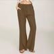 thumbnail image 2 of Pantalones de lino acampanados de cintura alta para mujer - Poliéster, corte holgado, informal de verano, 2 of 5