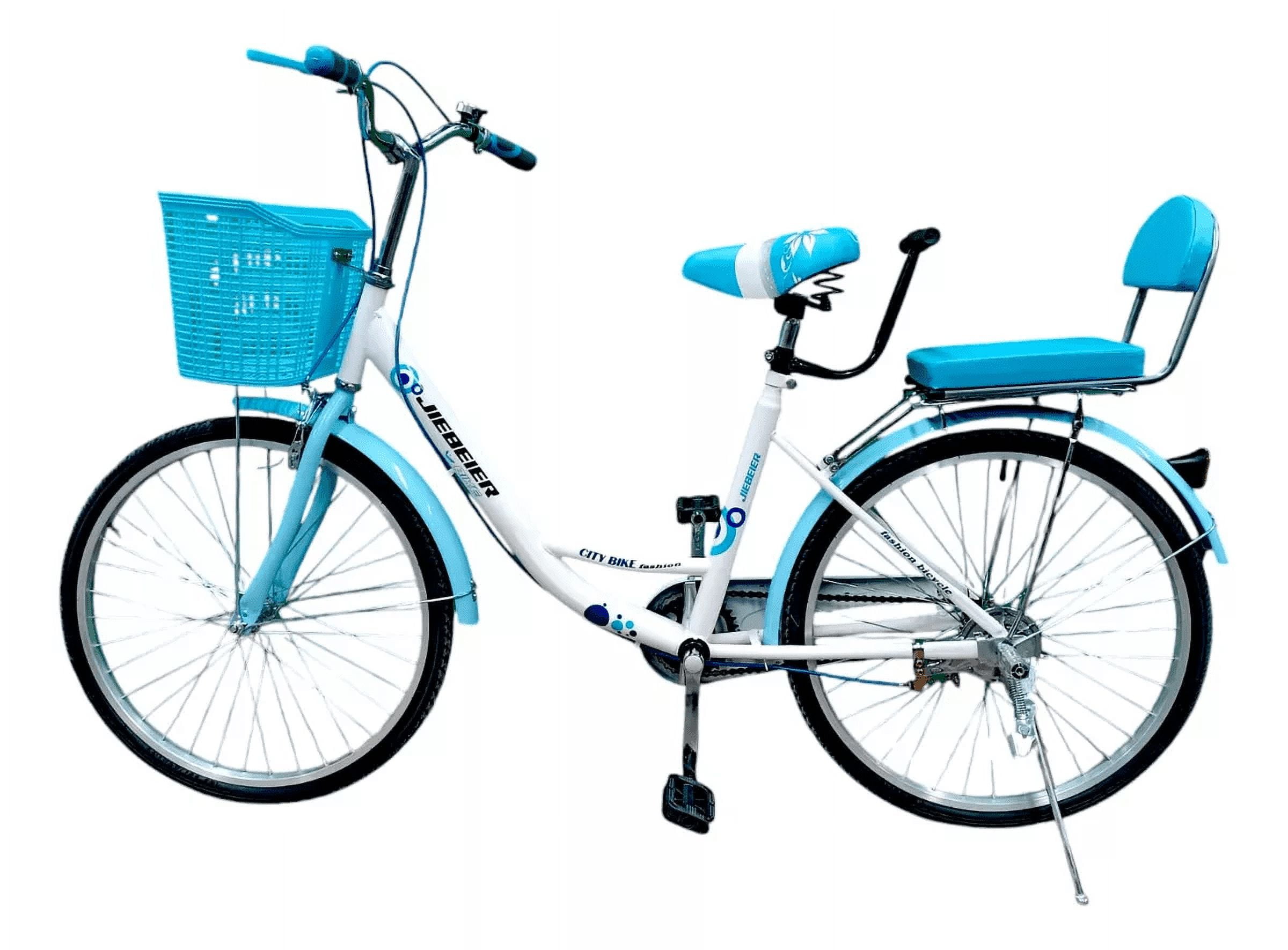 Bicicleta Urbana Vintage R24 Retro Asientos Canastilla Azul