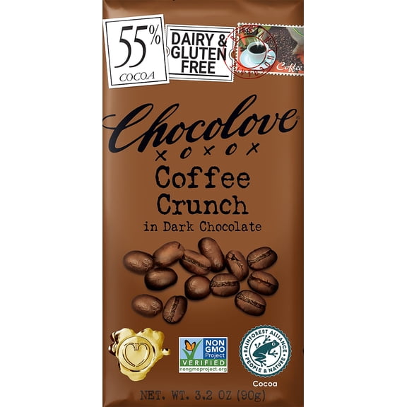 Chocolove Coffee Crunch in Dark Chocolate, 3.2 Ounce (Pack of 12)