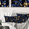 thumbnail image 2 of Designart "Serenading Luxury In Gold And Blue Damask II" Damask Throw Pillow - Bohemian Pillow For Couch - Insert And Pillows Covers For Living Room Decor, 2 of 5
