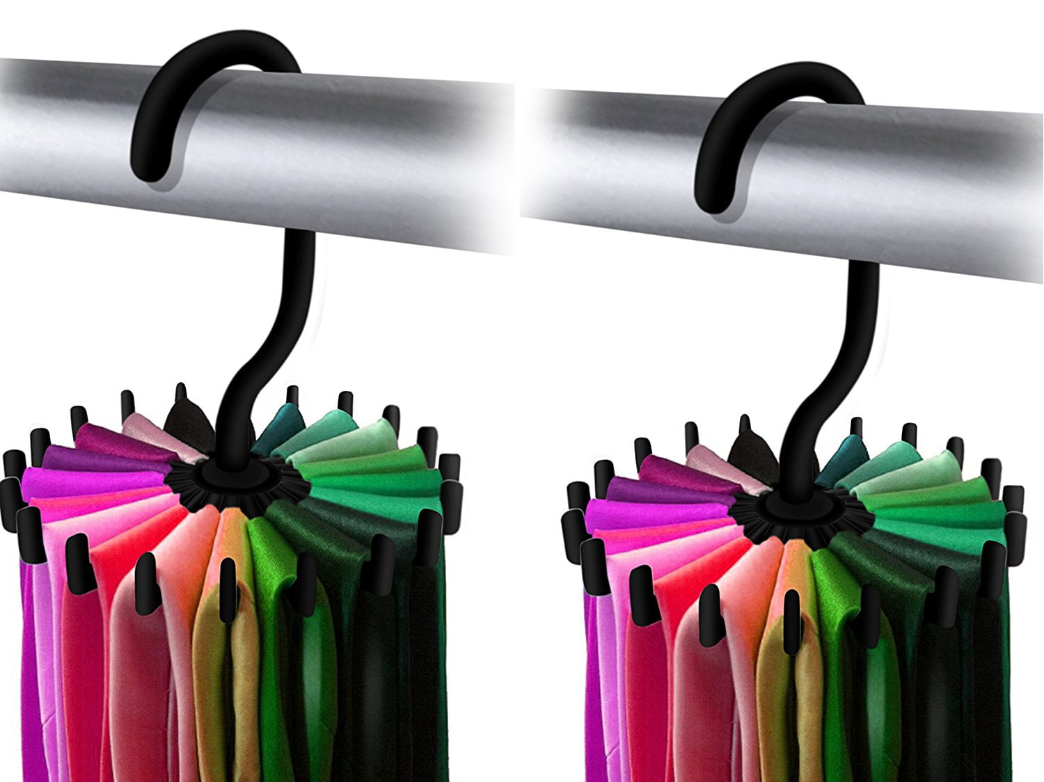Tie Hanger Wardrobe Organiser Accessory Rack Wooden Plastic Velvet Rotating Belt 