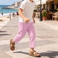 thumbnail image 6 of Kids Linen Cropped Pants Elastic Waist Breathable Thin Ankle Trousers, Summer Casual Bottoms 140, 6 of 9