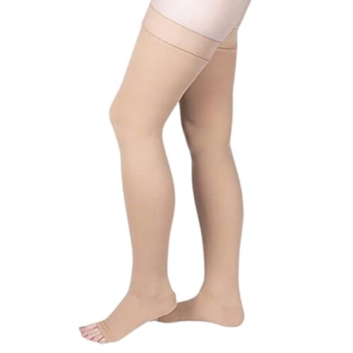 Allegro 30-40 mmHg Surgical 305/315 Open Toe Thigh High Compression Stockings for Women and Men – Firm Support Hose with Silicone Dot Top Band