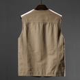 thumbnail image 4 of LODIENY Men's Plus Size (XS-5XL) Cotton Linen Utility Vest Button Up V Neck Casual Outdoor Waistcoat with Multi Pockets Khaki M, 4 of 8