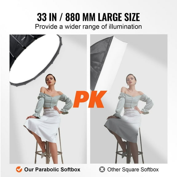 Limostudio 33” Quick Fold Parabolic Softbox - Easy Setup, Compact Design for Photo & Video Lighting