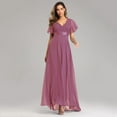 thumbnail image 1 of Robes de Soirée Élégantes à Col en V à Volants en Mousseline Robe de Soirée Formelle Robe Vestidos de Fiesta Robe pour Fête de Mariage, 1 of 8