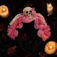 thumbnail image 4 of Spooky Headwear, Haunted House Decorations, Halloween Party Decor Pink Rose Headband, Skeleton Decorations Headpiece with Small Skull and Skeleton Claw Detail, 8 Inch Non-Slip, 4 of 4