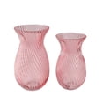 thumbnail image 5 of Fleurine Colored Glass Collection, Set of 2 Frosted Glass Tulip Shaped Tabke Vases in Rose, 5 of 8