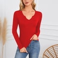 thumbnail image 2 of Timegard Going out Tops for Women Ribbed V Neck Long Sleeve Slim Tee Fall Casual Comfy Tops Blouse, 2 of 9