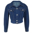 thumbnail image 4 of Blmnix Trucker Women's Coats, Jackets & Vests Jean Jacket Women Denim Button Raincoats Blue Cropped Cocoon Long Sleeve Winter Coats for Women, 4 of 6