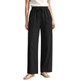 thumbnail image 2 of Bloomae Women's Casual Cotton Linen Pants Lightweight Drawstring Elastic Waist Lounge Pants Flowy Wide Leg Beach Vacation Trousers with Pockets, 2 of 10