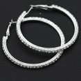 thumbnail image 5 of Farfi 1 par de pendientes circulares con diamantes de imitación, joyería de aleación, pendientes de aro grandes para mujer para fiesta de cumpleaños, 6 cm, plata, 5 of 5