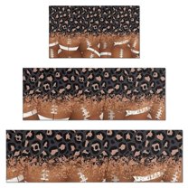 Leopard Print and Footballs Pattern Kitchen Rugs Sets Of 3,Kitchen Runner Rugs Non Skid Washable,Decorative Kitchen Floor Mats for Kitchen,Sink,Laundry,17"x30"  17"x47"   17"x59"