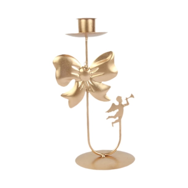 Candelabro cónico, candelabro con adorno para velas, candelabro navideño para comedor, sala de estar, cocina, chimenea Arco y ángel