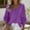 Purple, variant on Women's V-Neck Long Sleeve Solid Color Casual T-Shirt Blouse, Soft and Comfortable Top Made from Polyester Rayon Cotton Spandex Blend, Perfect for Everyday Use, Office, Dating, Party, and Vacation